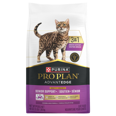 Purina Pro Plan AdvantEDGE Senior Support+ Chicken & Rice Formula Adult 7+ Dry Cat Food - front of bag