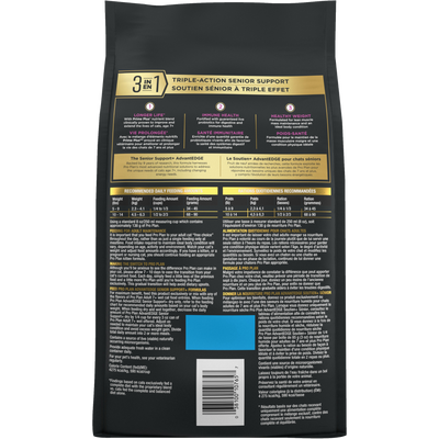 Purina Pro Plan AdvantEDGE Senior Support+ Chicken & Rice Formula Adult 7+ Dry Cat Food - back of bag