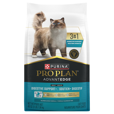 Purina Pro Plan AdvantEDGE Digestive Support+ Salmon & Rice Formula Adult Dry Cat Food - front of bag