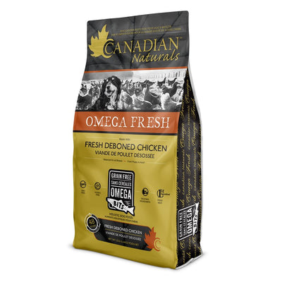 Bag of Canadian Naturals Omega Fresh dog food on a white background