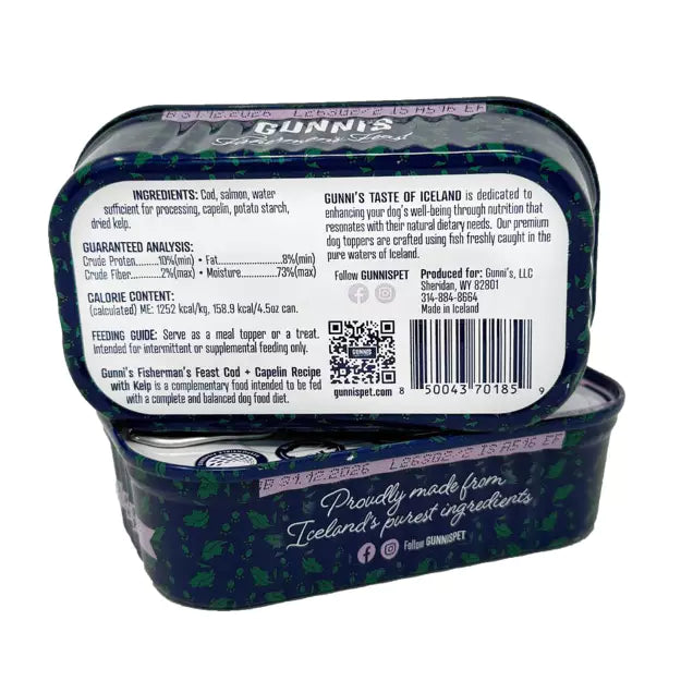 Gunni's Pet Cod  & Capelin Recipe With Kelp Food Topper For Dogs