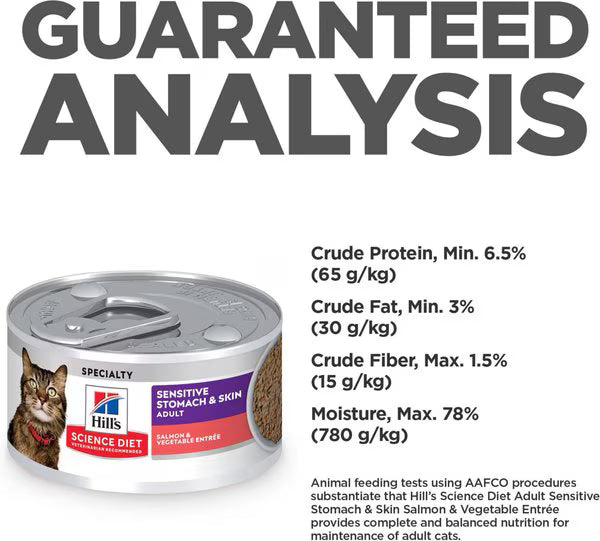 Hill's Science Diet Sensitive Stomach & Skin Salmon & Vegetable Entrée Cat Food