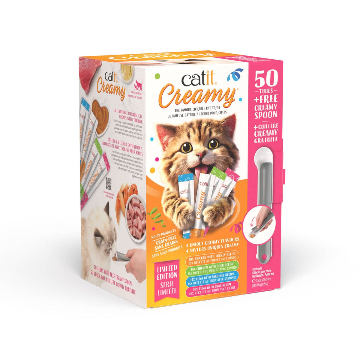 Catit Creamy Lickable Cat Treats Party Pack with Spoon - Cat Treats - Catit - PetMax Canada