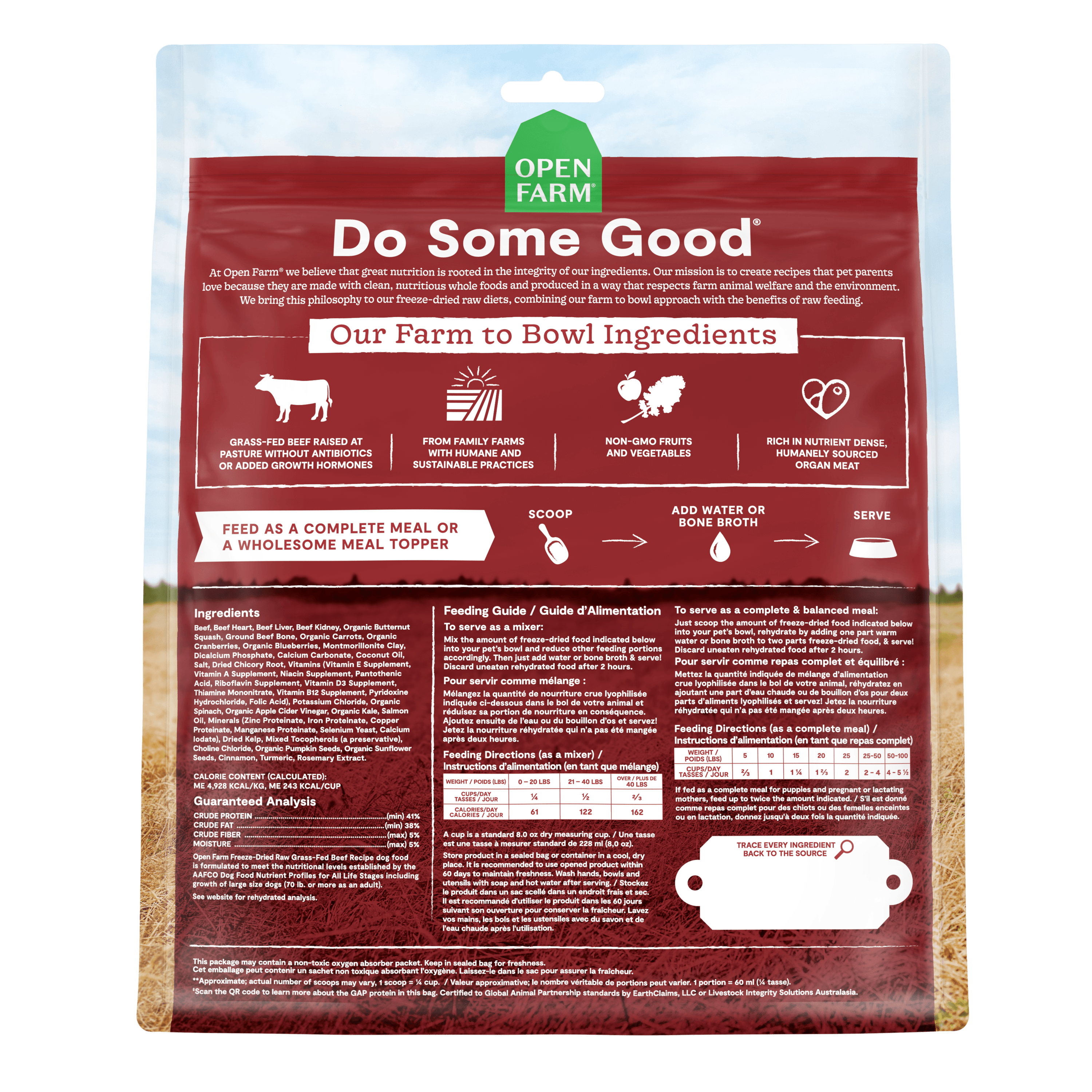 Open Farm Dog Food Grass Fed Beef Freeze Dried Raw - 99g - Dog Food - Open Farm - PetMax Canada