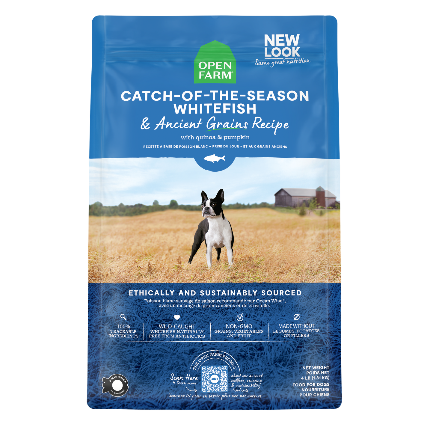 Open Farm Dog Catch Of The Season Whitefish & Ancient Grains  Dog Food  | PetMax Canada