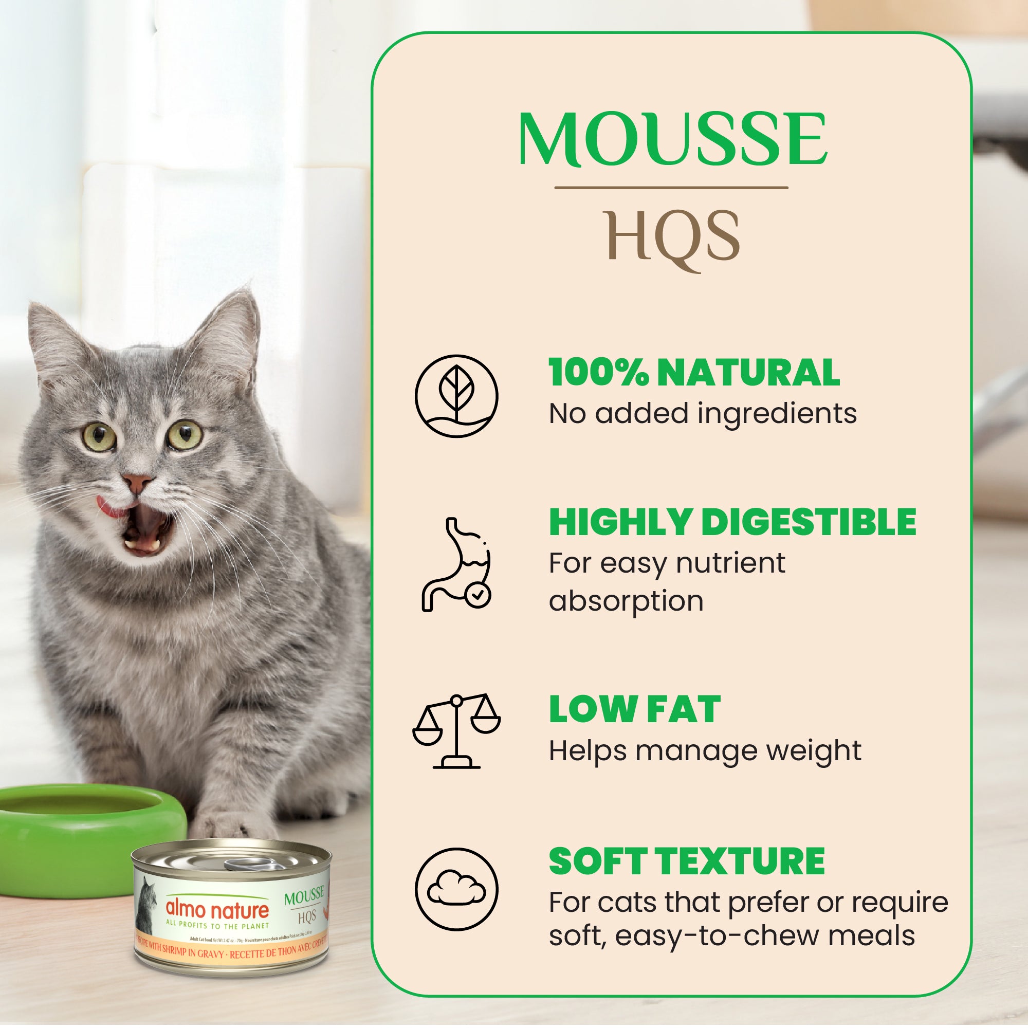 Almo Nature HQS Mousse Tuna With Shrimp In Gravy
