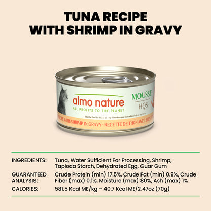 Almo Nature HQS Mousse Tuna With Shrimp In Gravy