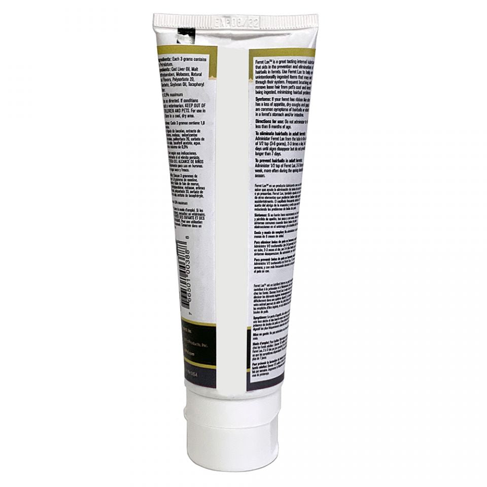 Marshall Ferret Lax Hairball Remedy Paste - Back of tube with directions - Marshall - PetMax Canada