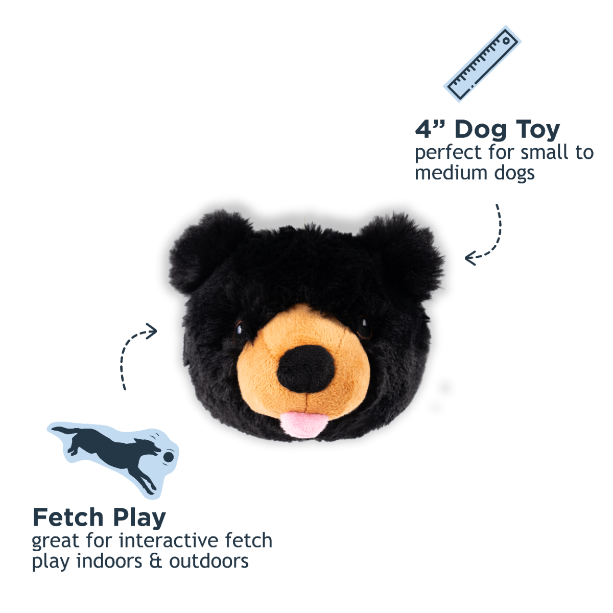 Tall Tails Plush Black Bear 2 in 1 Fetch Dog Toy