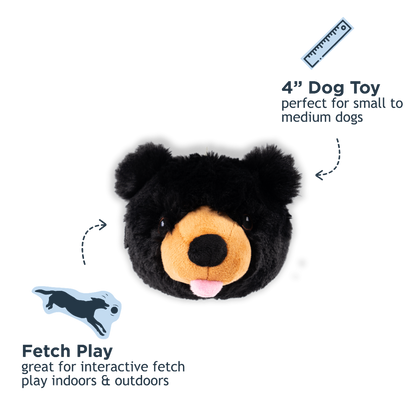 Tall Tails Plush Black Bear 2 in 1 Fetch Dog Toy