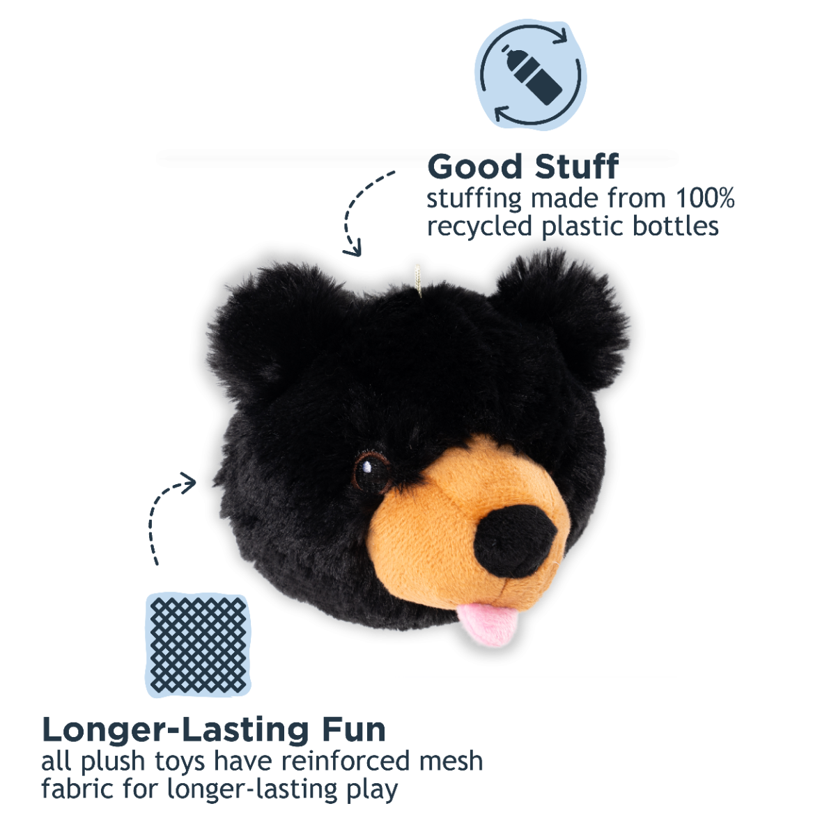 Tall Tails Plush Black Bear 2 in 1 Fetch Dog Toy