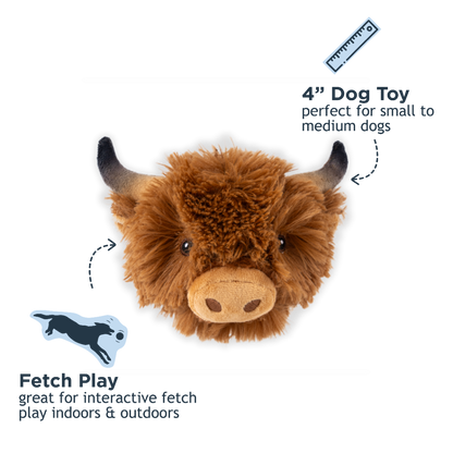 Tall Tails Plush Highland Cow 2 in 1 Fetch Dog Toy