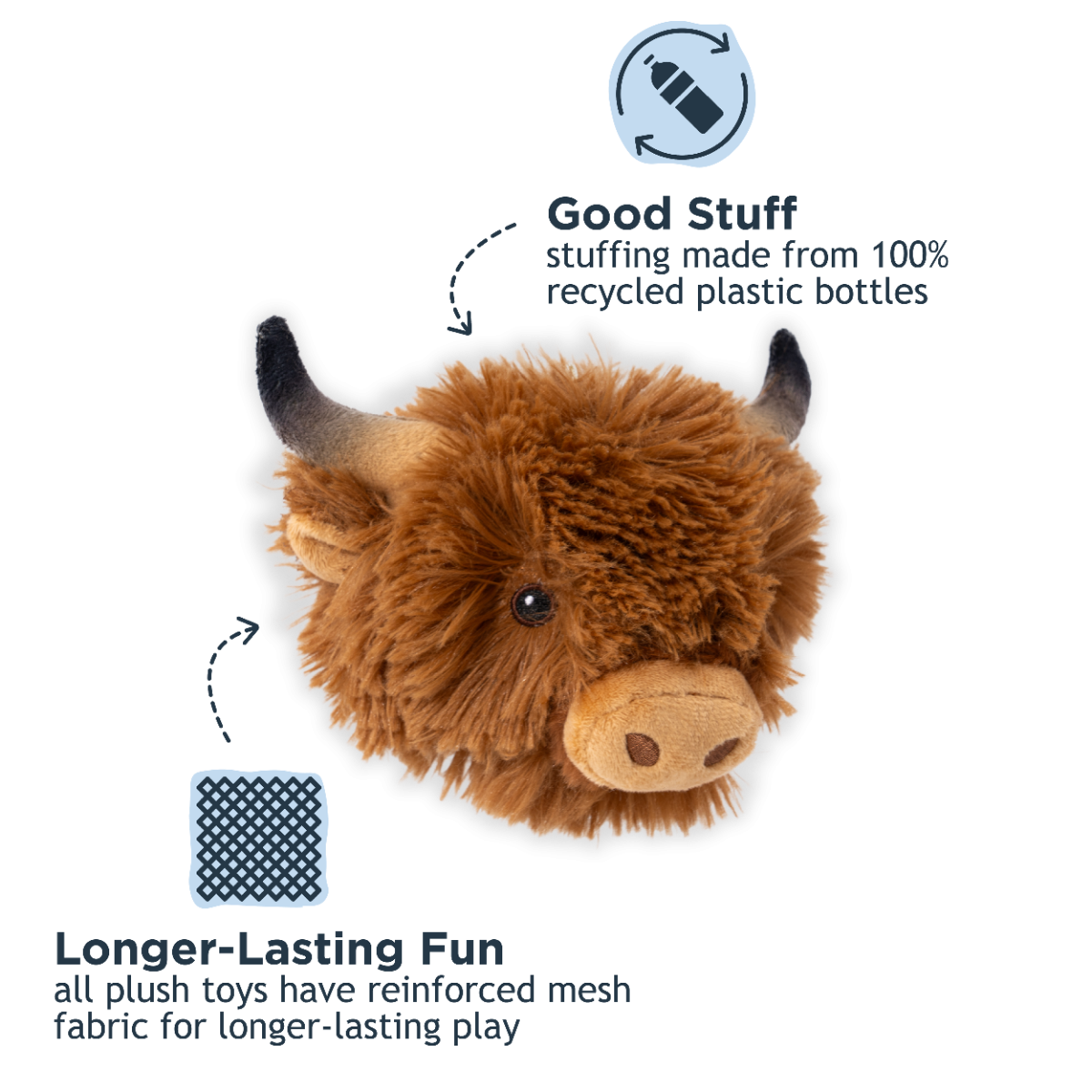 Tall Tails Plush Highland Cow 2 in 1 Fetch Dog Toy