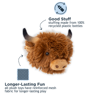 Tall Tails Plush Highland Cow 2 in 1 Fetch Dog Toy