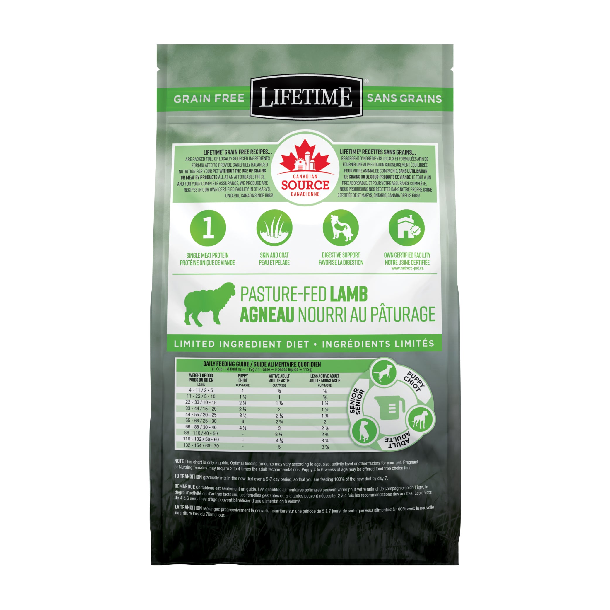 Nourriture pour chiens Lifetime Agneau nourri au pâturage sans céréales