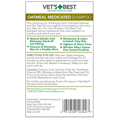 Vets Best Oatmeal Medicated Dog Shampoo