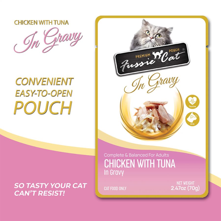 Fussie Cat Pouch Premium Chicken W/Tuna In Gravy