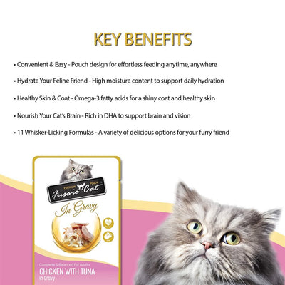 Fussie Cat Pouch Premium Chicken W/Tuna In Gravy