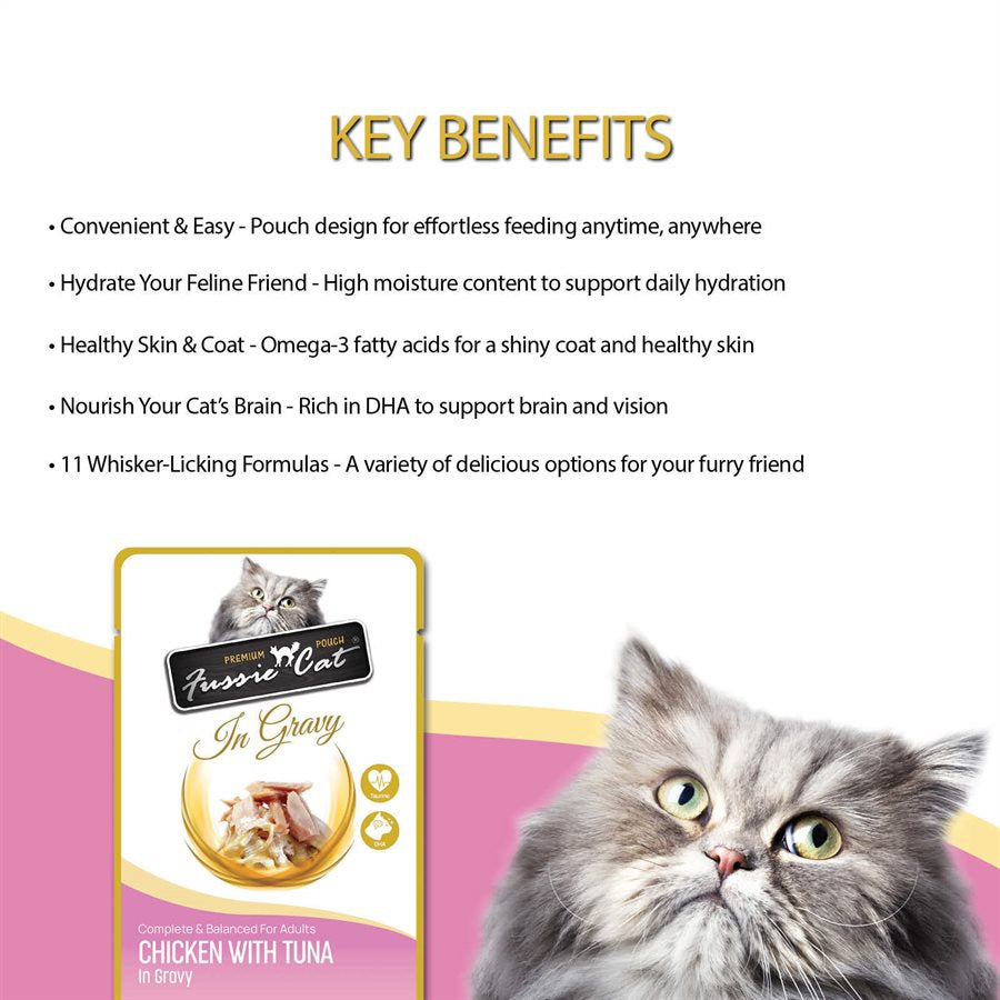 Fussie Cat Pouch Premium Chicken W/Tuna In Gravy
