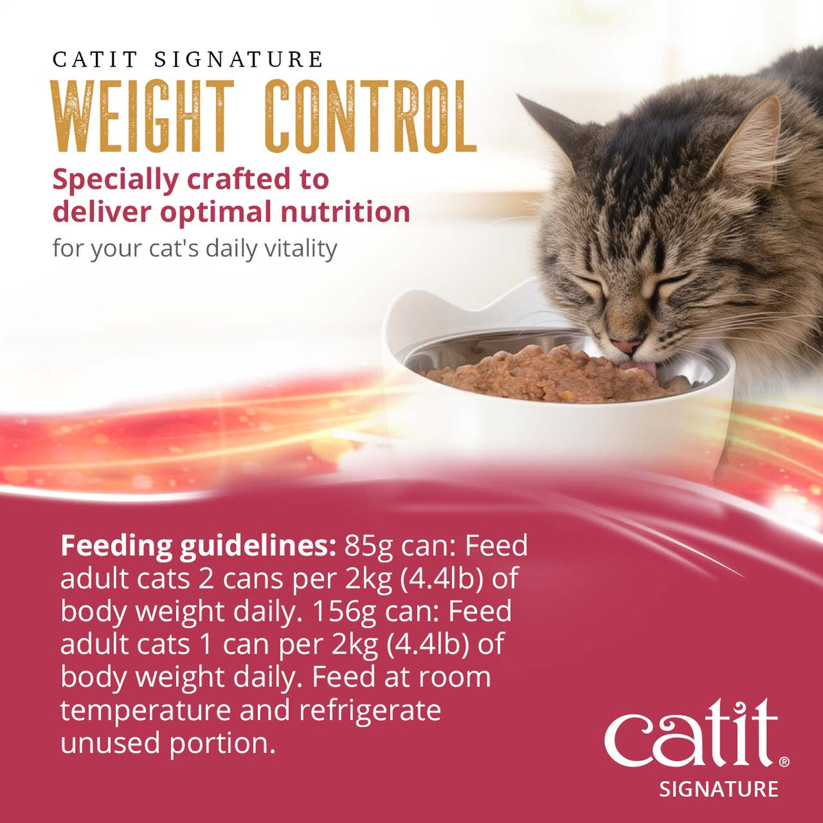 Catit Signature Weight Control Chicken Pâté in Bone Broth Wet Cat Food - Feeding Guidelines for 85 g and 156 g Cans - PetMax Canada
