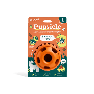 Woof Pupsicle Treat Dispenser Dog Toy - Pumpkin - Large package front - Woof - PetMax Canada