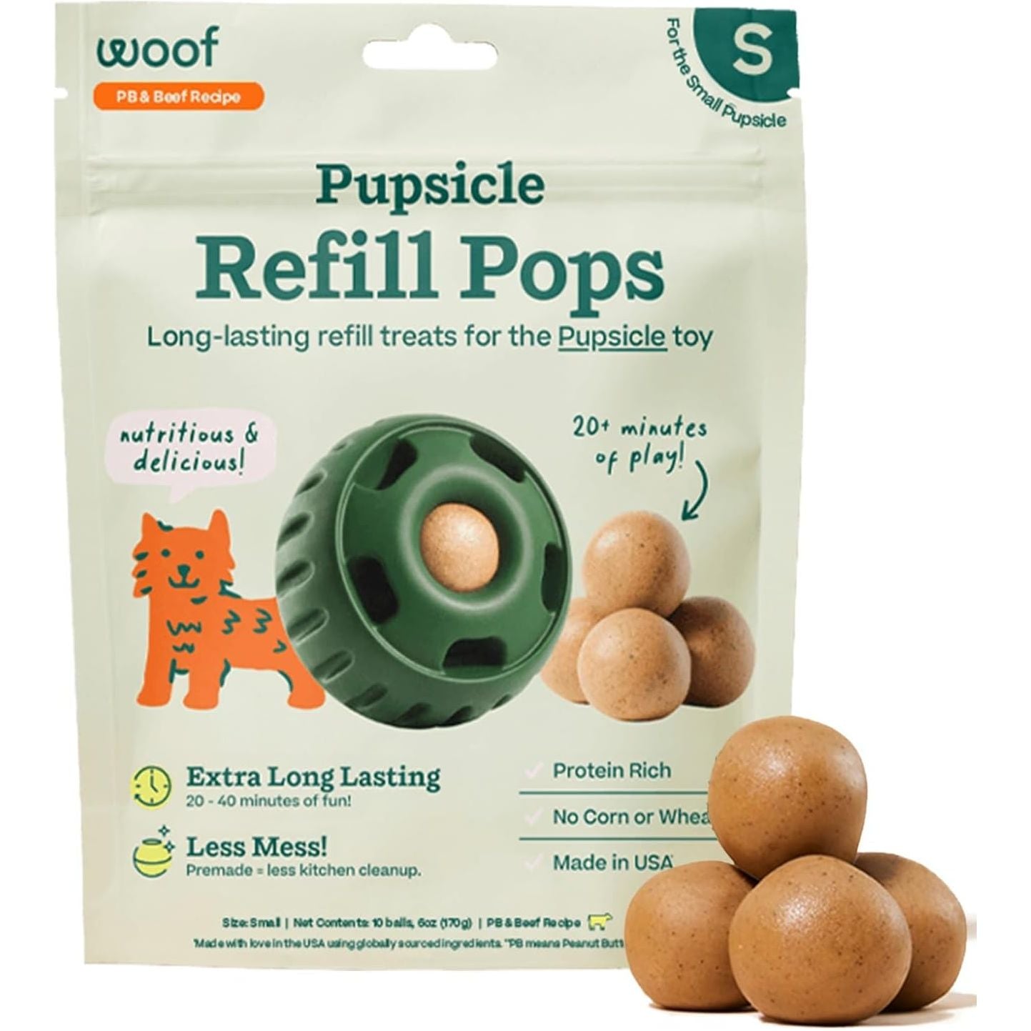 Woof Pupsicle Refill Pops Peanut Butter & Beef