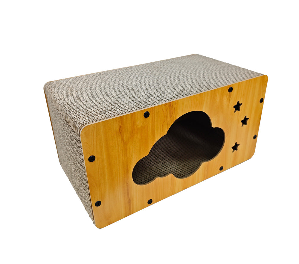 Simon's Corrugated Luxe Cat Chateau Scratcher with Catnip - Side View