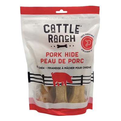 Burgham Cattle Ranch Porkhide Pressed Bone Dog Chews - 6 inch 5 pack front - PetMax Canada