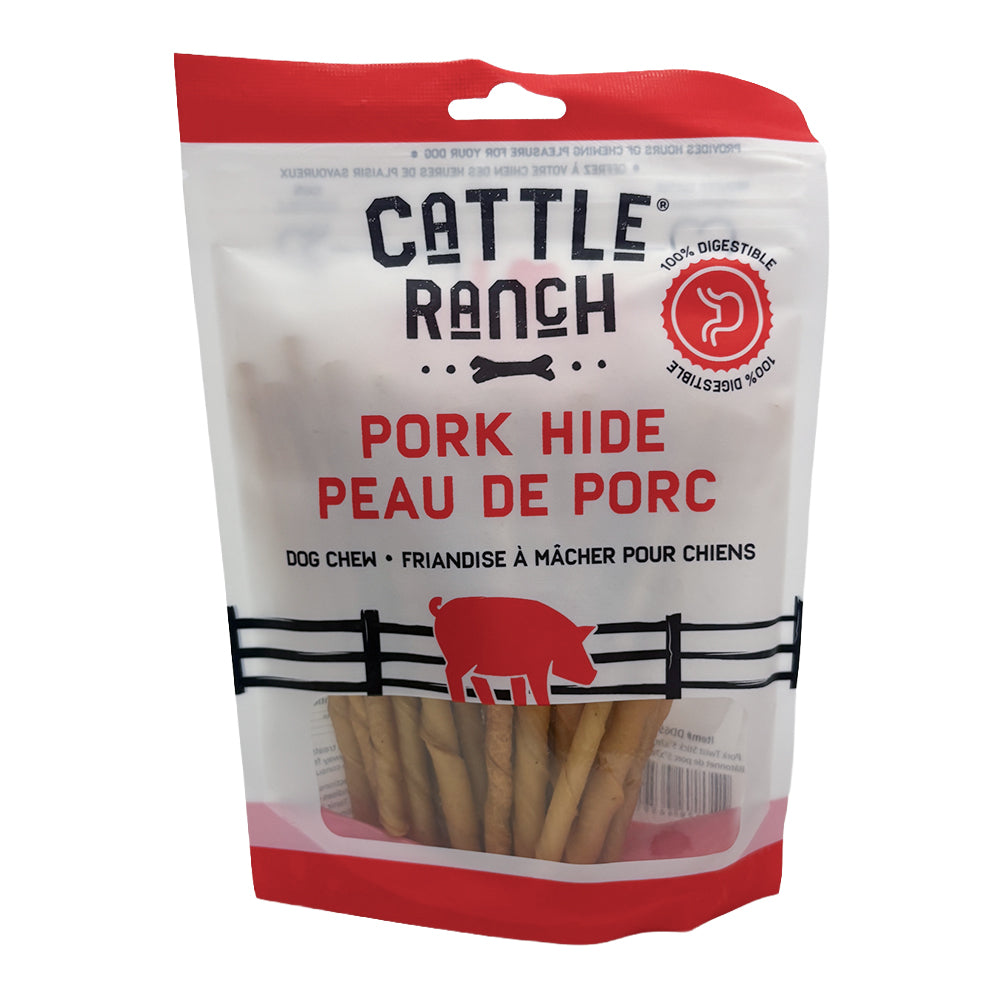 Burgham Cattle Ranch Porkhide Twist Stick Dog Chews - Dog Chews - Burgham - PetMax Canada