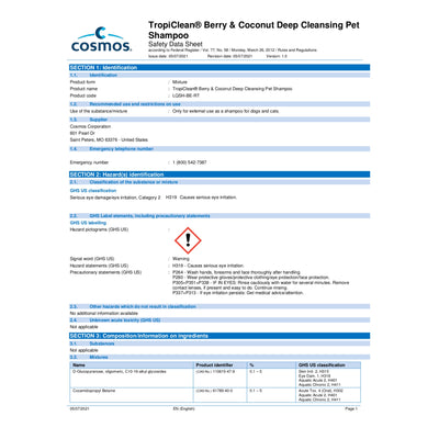 TropiClean Berry & Coconut Deep Cleansing Shampoo for Pets