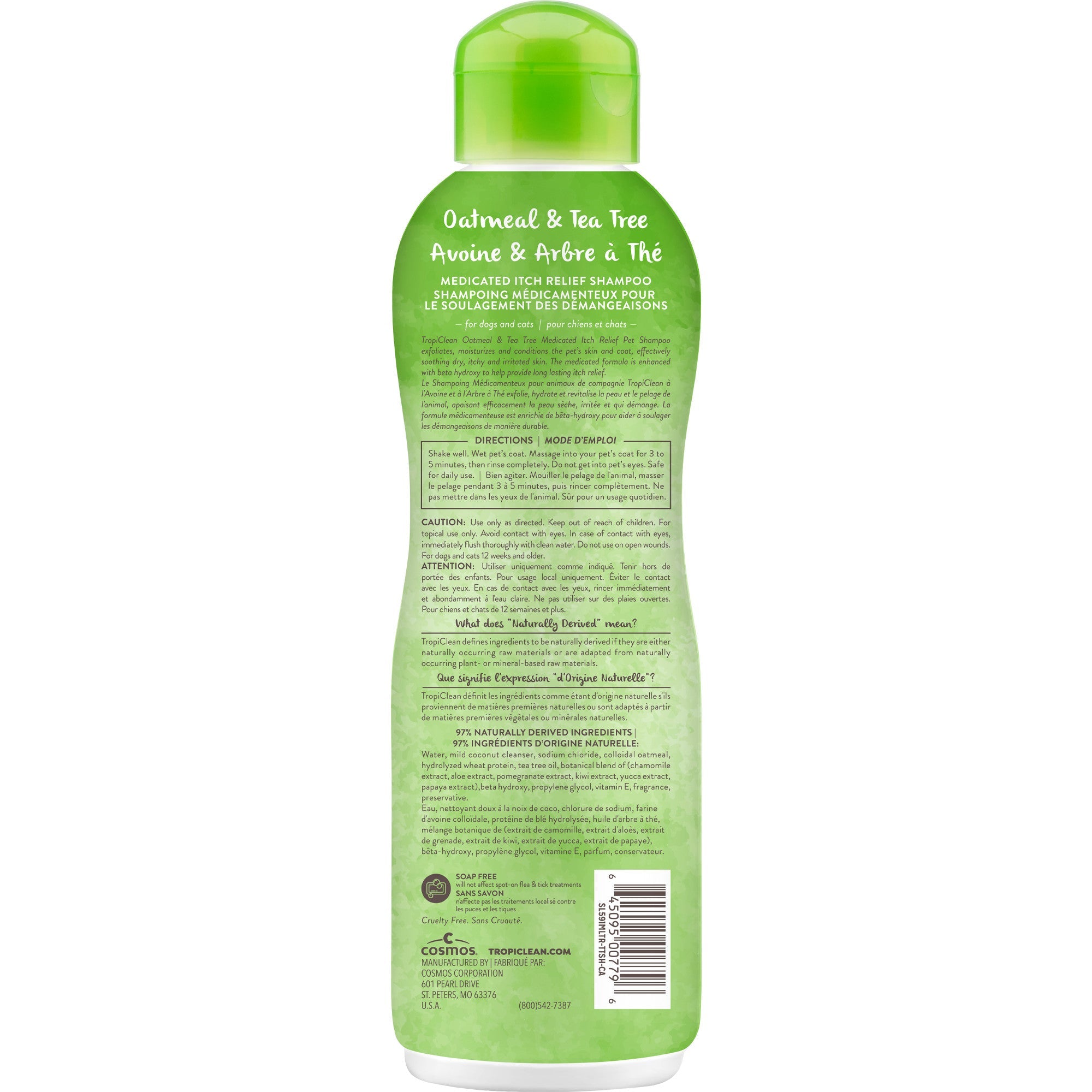Shampoing Tropiclean Avoine &amp; Arbre à Thé