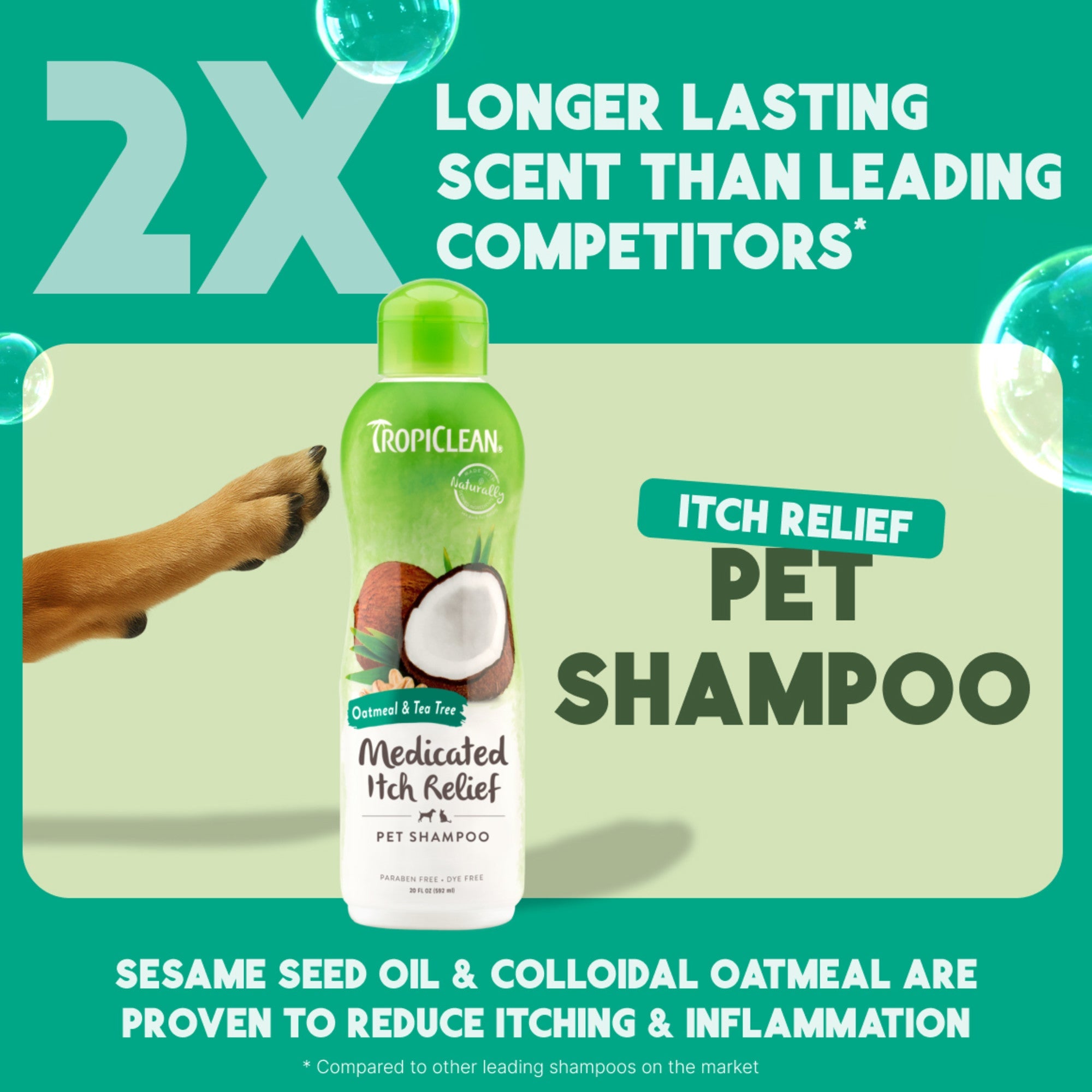 Shampoing Tropiclean Avoine &amp; Arbre à Thé