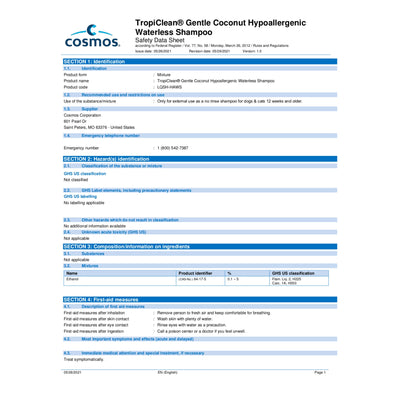 TropiClean Hypoallergenic Waterless Shampoo