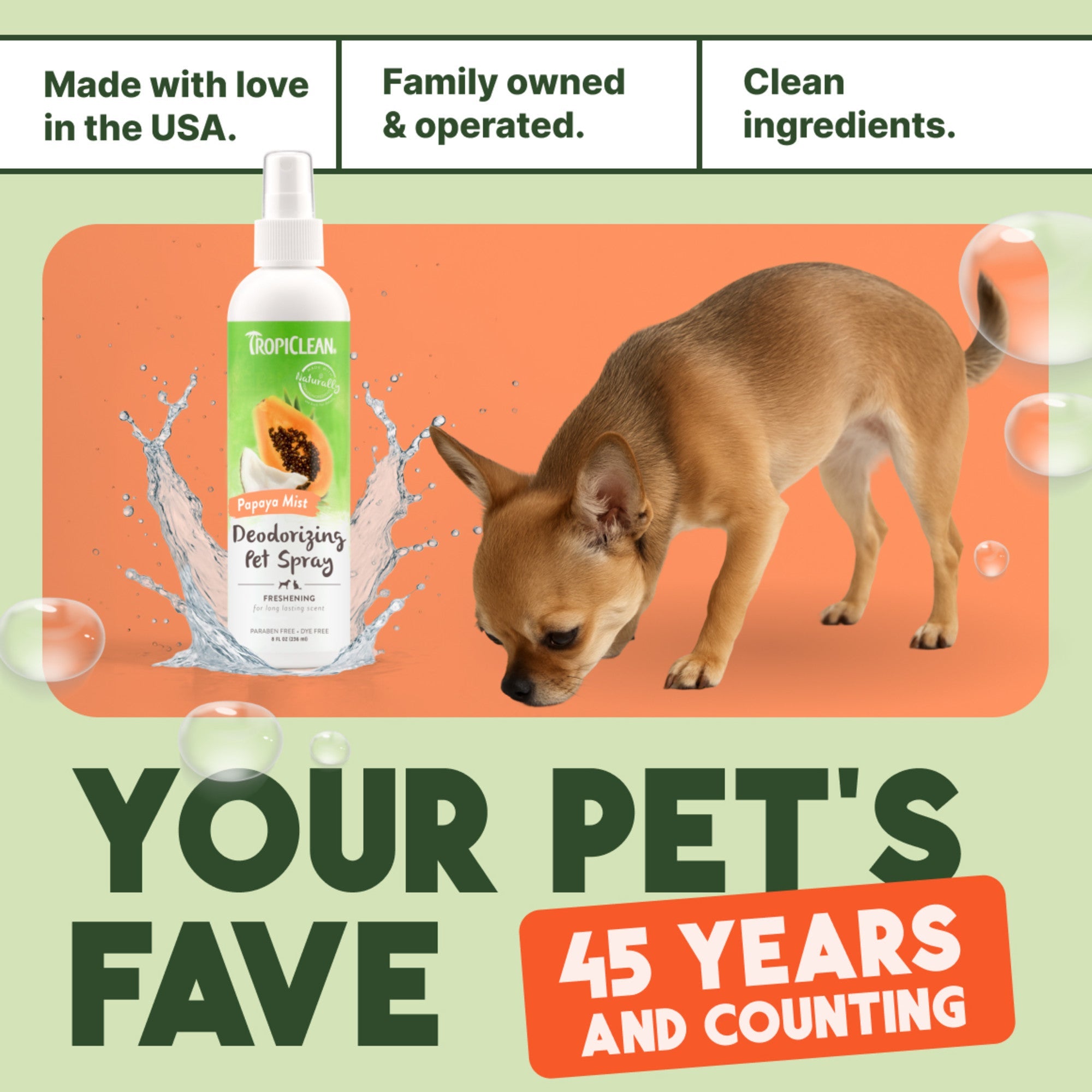 TropiClean Papaya Mist Deodorizing Spray for Pets
