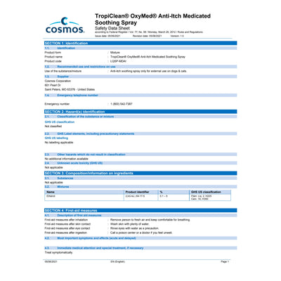 TropiClean Oxymed Medicated Anti Itch Spray for Pets