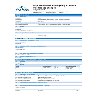 TropiClean Deep Cleansing Waterless Dog Shampoo