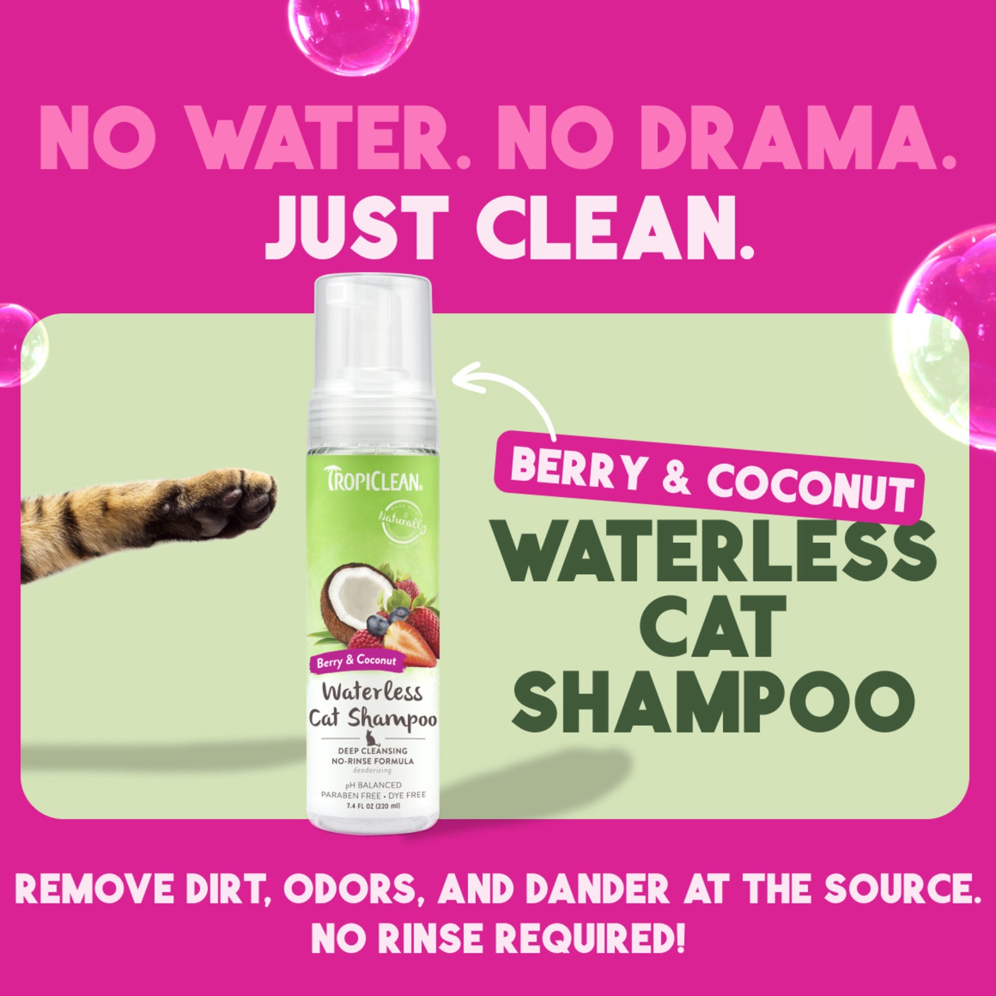 Shampoing nettoyant en profondeur sans eau Tropiclean Cat