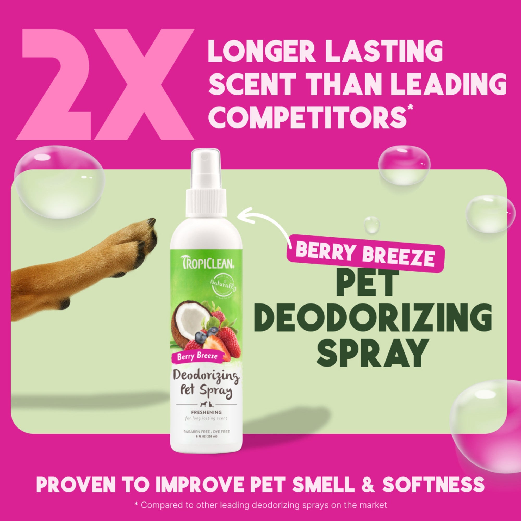 TropiClean Berry Breeze Deodorizing Spray for Pets