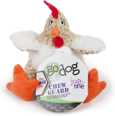 goDog Just For Me Fat White Rooster Plush Dog Toy - With goDog Just For Me hang tag - PetMax Canada