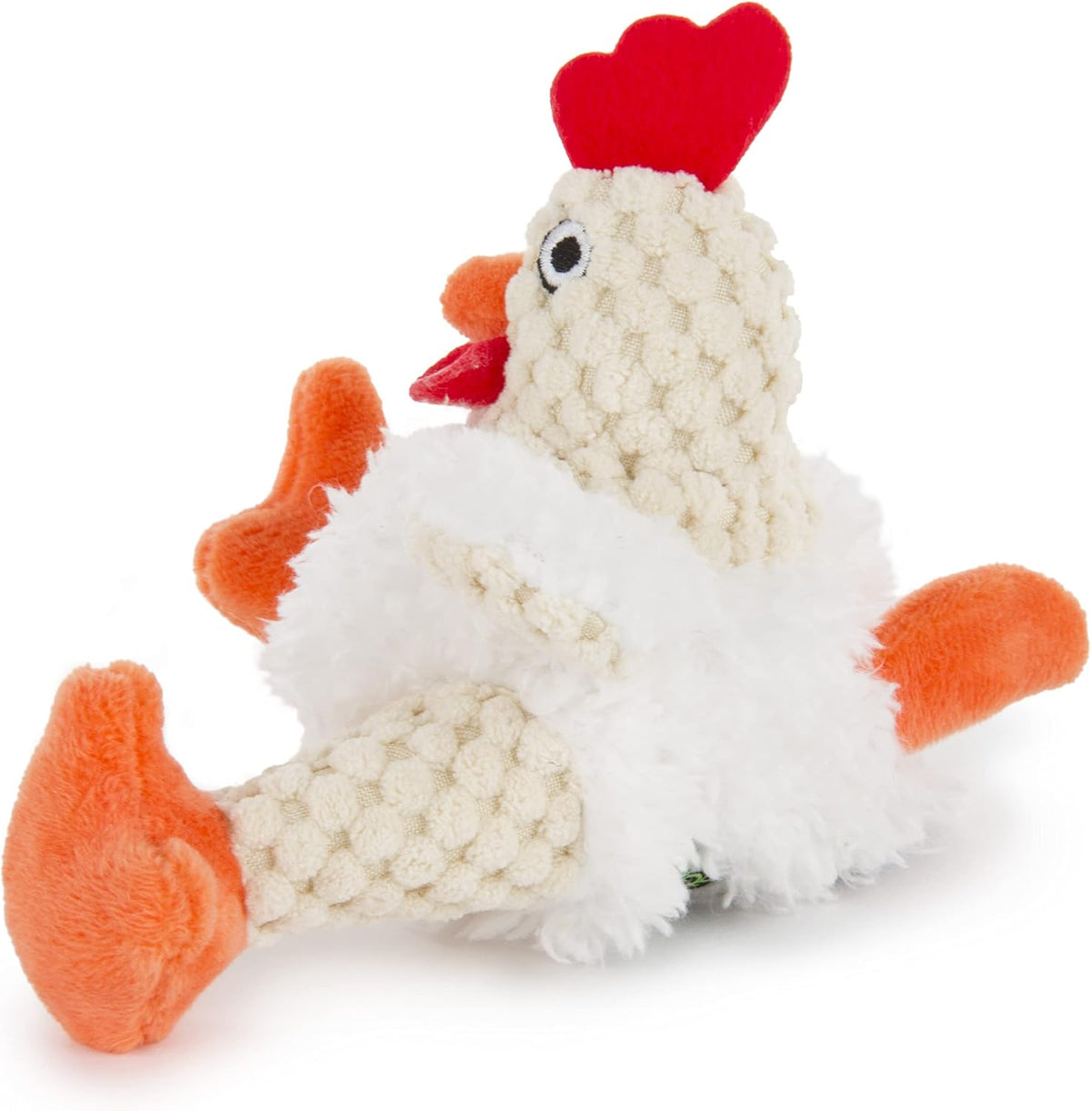 goDog Just For Me Fat White Rooster Plush Dog Toy - Side view - PetMax Canada