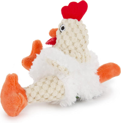 goDog Just For Me Fat White Rooster Plush Dog Toy - Side view - PetMax Canada