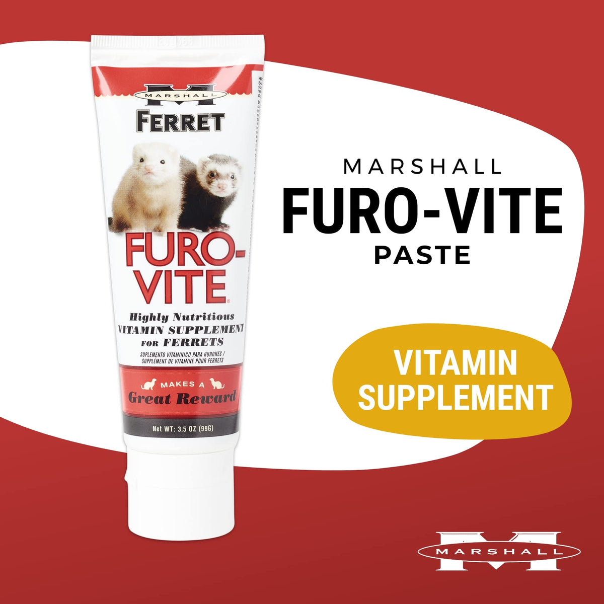 Marshall Furo-Vite Vitamin Supplement Paste for Ferrets - Furo-Vite paste tube feature graphic - Marshall - PetMax Canada
