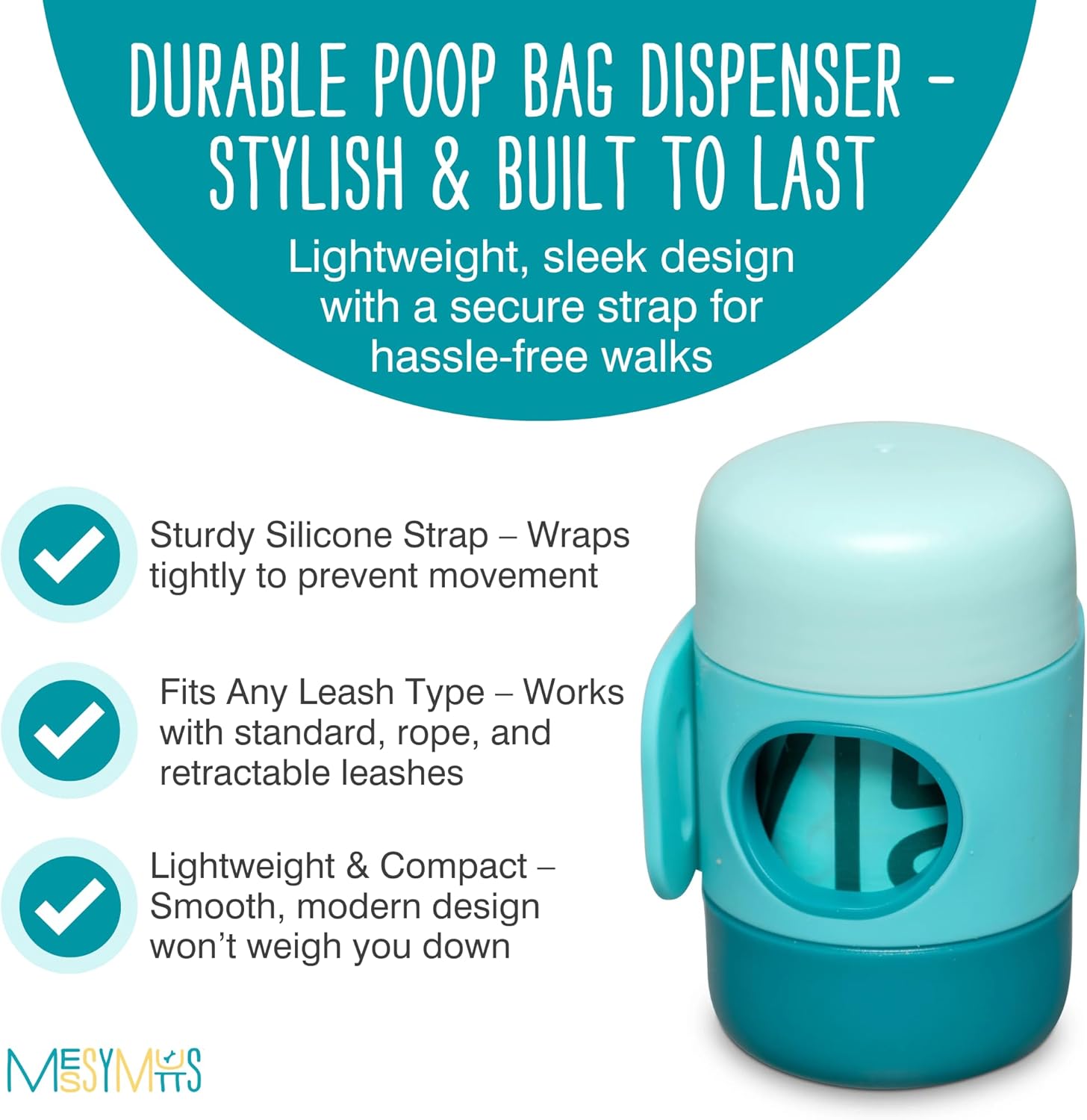 Messy Mutts Poop Bag Dispensor with Silicone Strap