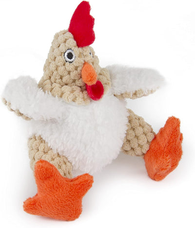 goDog Just For Me Fat White Rooster Plush Dog Toy - Three-quarter view - PetMax Canada