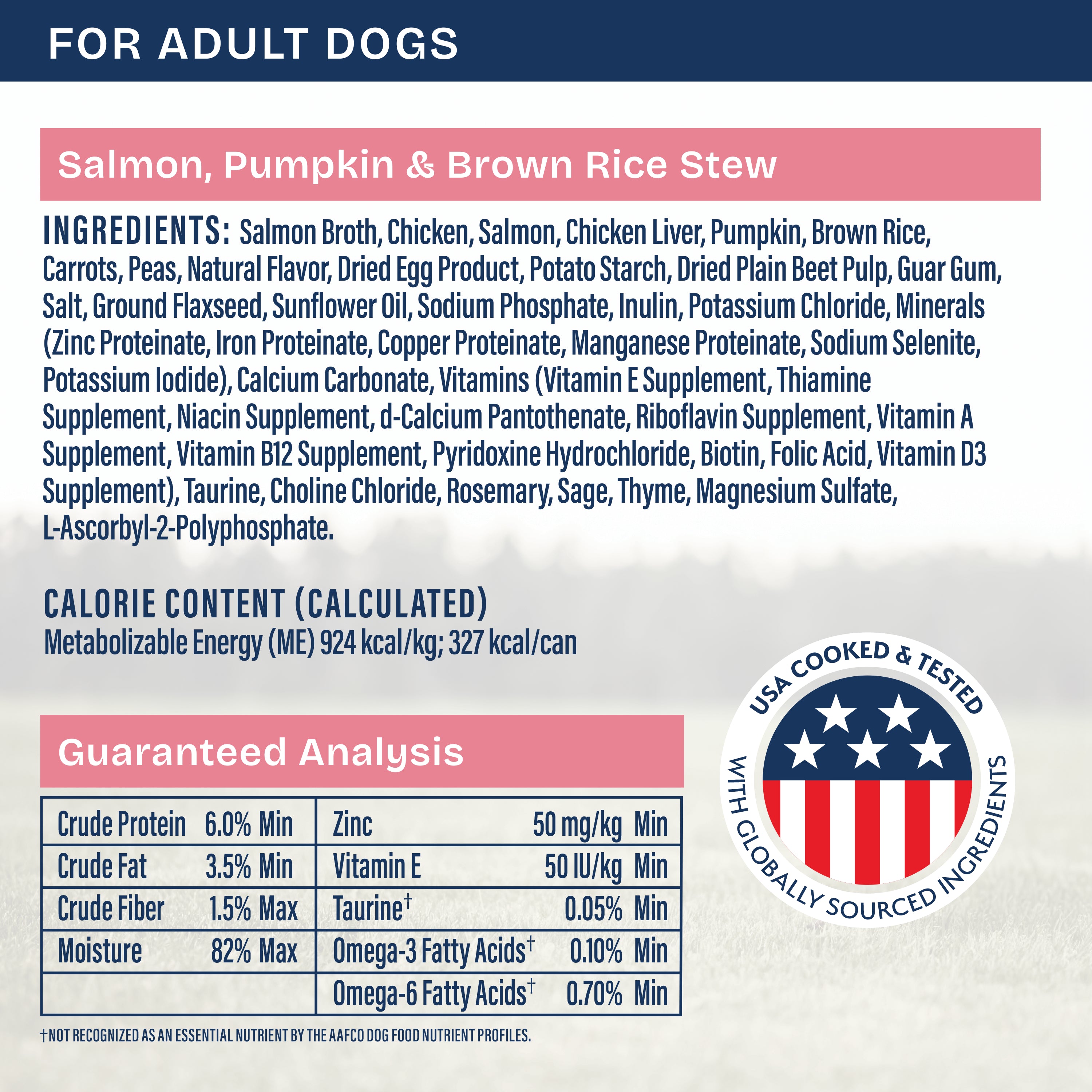 Natural Balance Health Protection Salmon, Pumpkin & Brown Rice Stew Wet Dog Food - 354g - back-label panel: full ingredients, calorie content and guaranteed analysis (3000x3000) - Natural Balance - PetMax Canada
