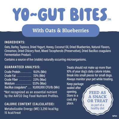 Natural Balance Yo-Gut Bites With Oats & Blueberries Dog Treats - Ingredients