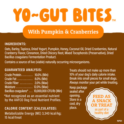 Natural Balance Yo-Gut Bites With Pumpkin & Cranberries Dog Treats - Ingredients