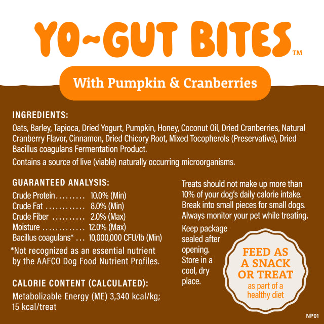 Natural Balance Yo-Gut Bites With Pumpkin & Cranberries Dog Treats - Ingredients