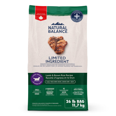 Nourriture pour chiens de grande race à base d'ingrédients limités Natural Balance Agneau et riz