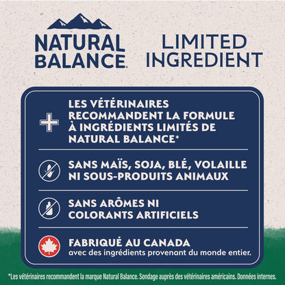 Nourriture pour chiens de grande race à base d'ingrédients limités Natural Balance Agneau et riz
